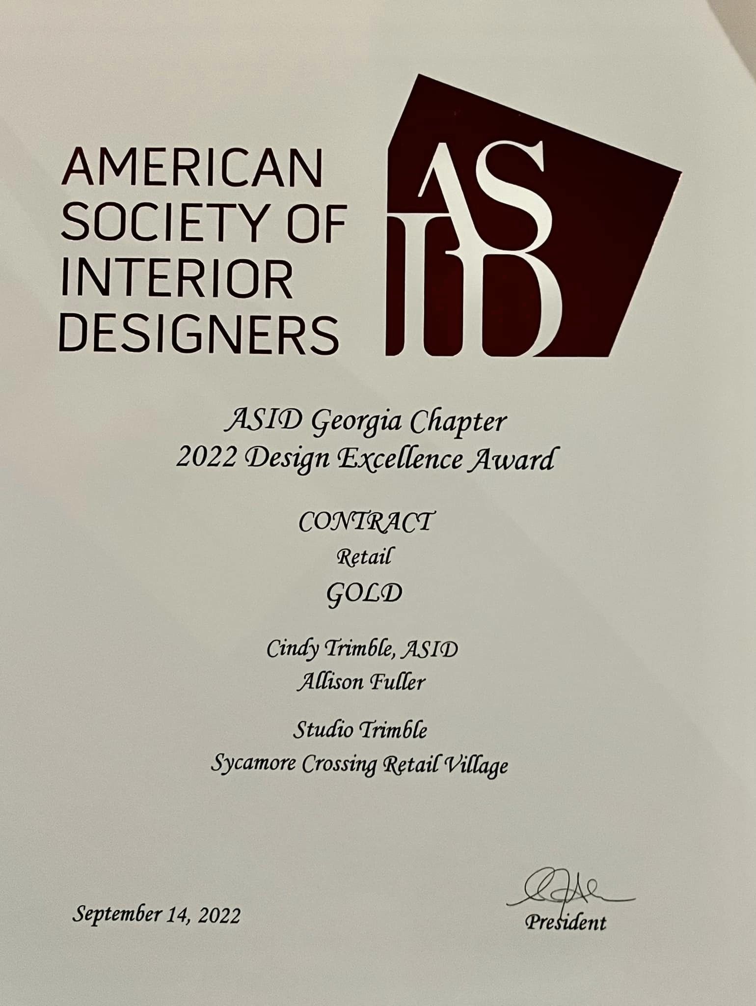 2022 ASID Design Excellence Gold Award