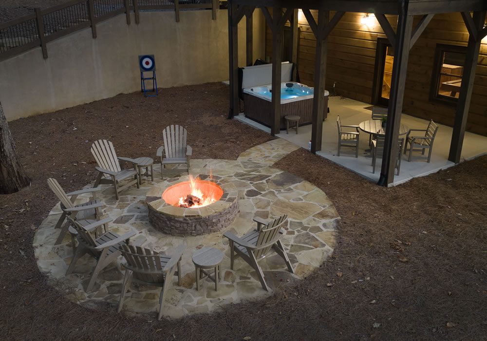 Firepit area at mountain home