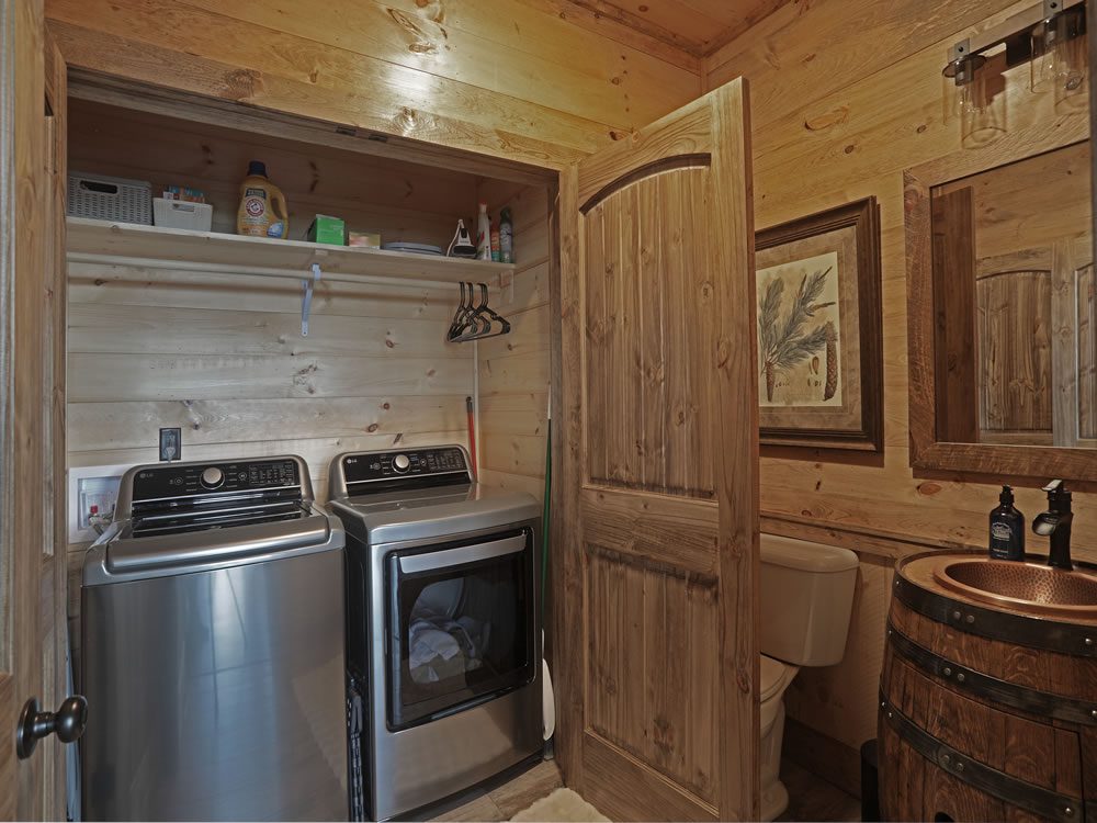 Laundry and bathroom in mountain home