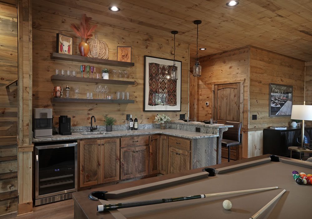 Pool Table and Bar in mountain home